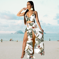 Summer Set with Halter Top and Long Skirt with Split – Naïma-White-S-State of Style