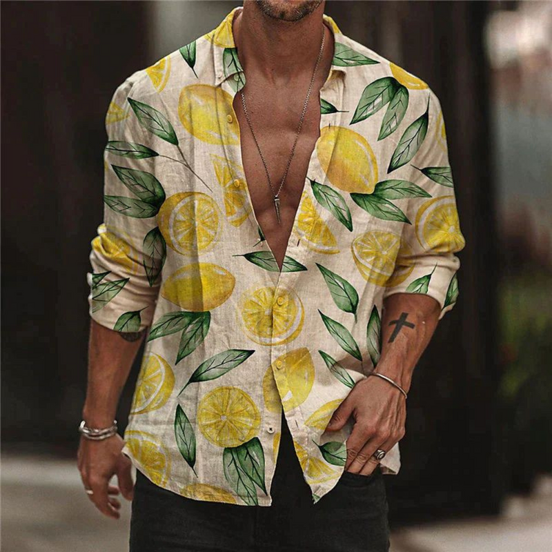 Summer shirt with lemon print for men – Matteo-S-State of Style