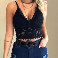 Summer Top with V-Neck and Floral Lace – Maevina-Black-S-State of Style