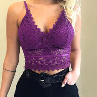 Summer Top with V-Neck and Floral Lace – Maevina-Purple-S-State of Style
