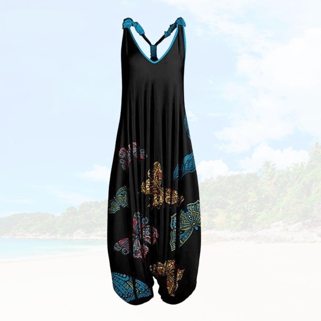Summer Women's Jumpsuit with Loose Fit – Elenya-Black Blue-S-State of Style