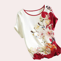 Summer Women's T-shirt with Floral Print – Rivka-Red-M-State of Style