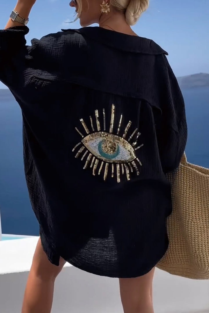 Summer Women's Tunic with Embellished Back – Serena-Black-S-State of Style