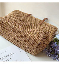 SummerBreeze Tote - Woven Rattan Bag with Leather Straps-Brown-State of Style