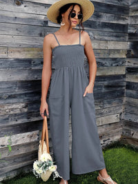 Summery women's jumpsuit with spaghetti straps in vintage style - RetroLuft-Red-S-State of Style