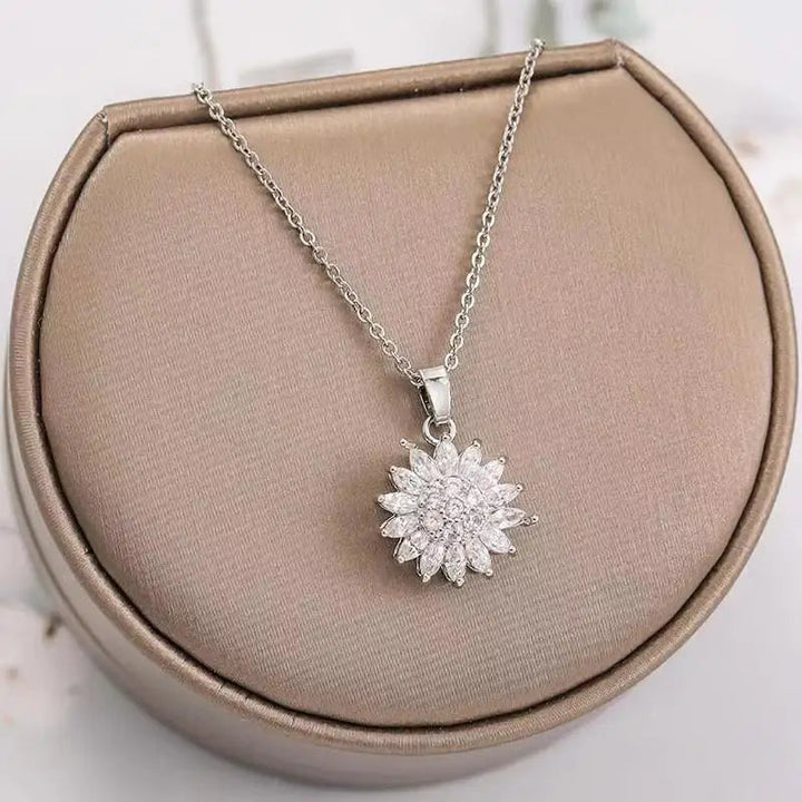 Sunflower Spin Duo Necklace | Elegant and Versatile Jewellery-Silver-State of Style