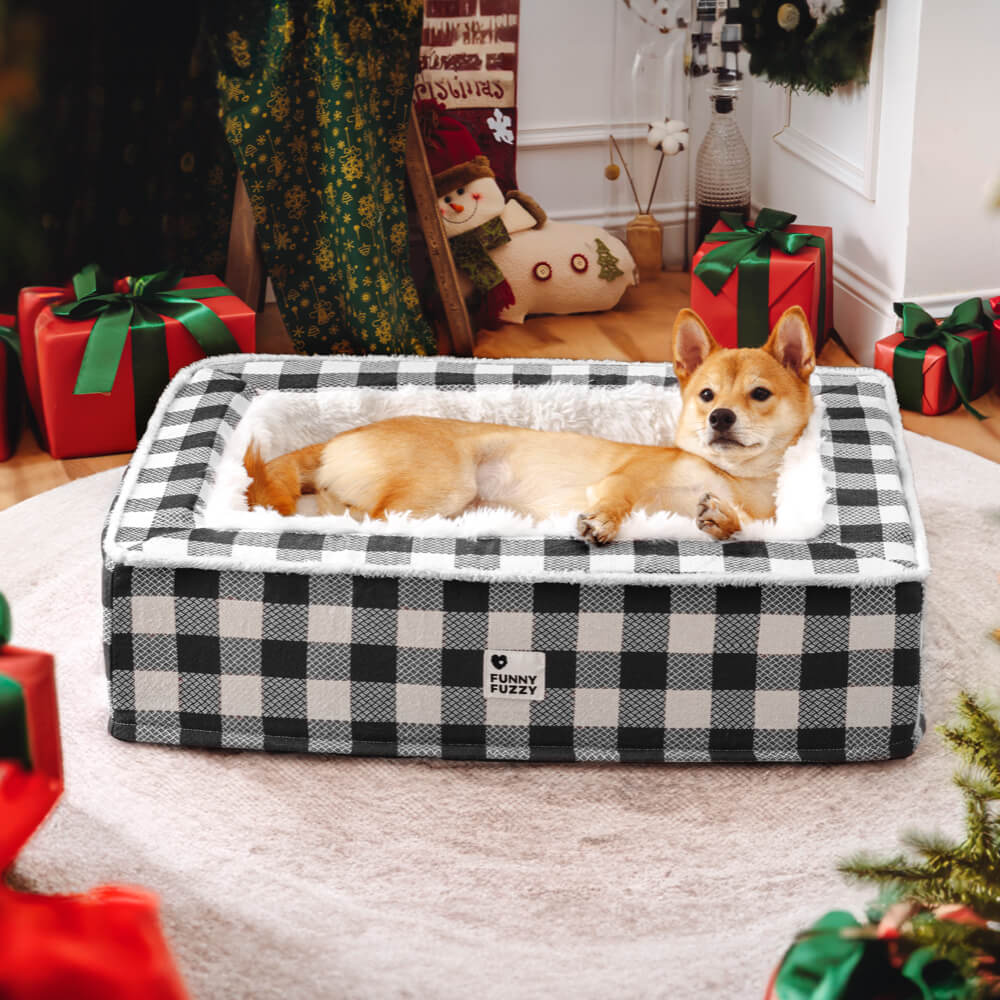 Super soft Checked Dog Bed - Scottish Snuggle Bed-Black-M-State of Style