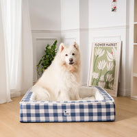 Super soft Checked Dog Bed - Scottish Snuggle Bed-Blue-XL-State of Style