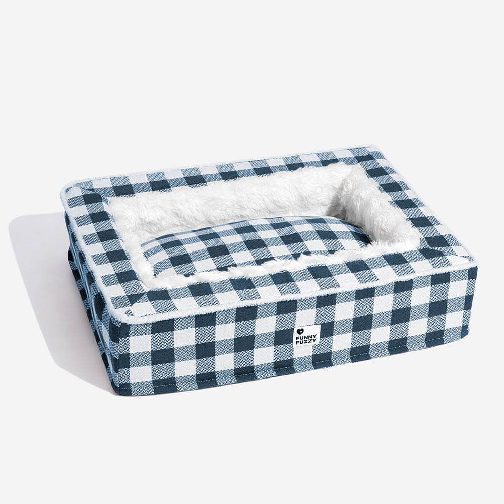 Super soft Checked Dog Bed - Scottish Snuggle Bed-Red-M-State of Style