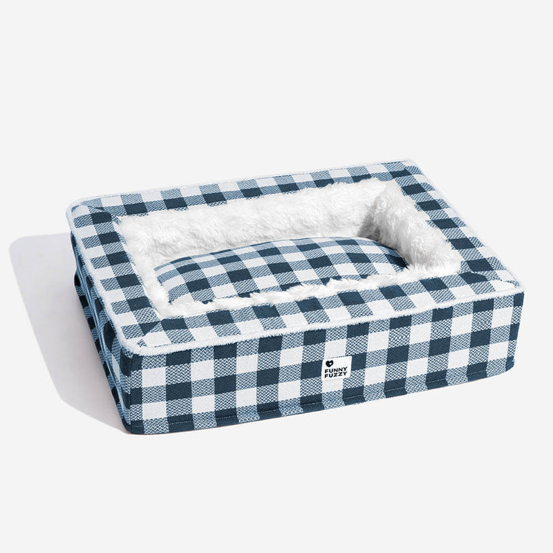 Super soft Checked Dog Bed - Scottish Snuggle Bed-Red-M-State of Style