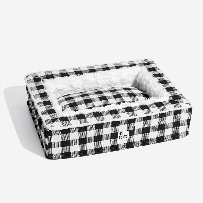Super soft Checked Dog Bed - Scottish Snuggle Bed-Red-M-State of Style