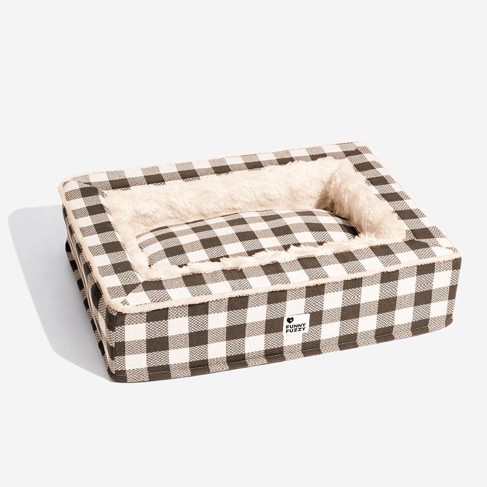 Super soft Checked Dog Bed - Scottish Snuggle Bed-Red-M-State of Style