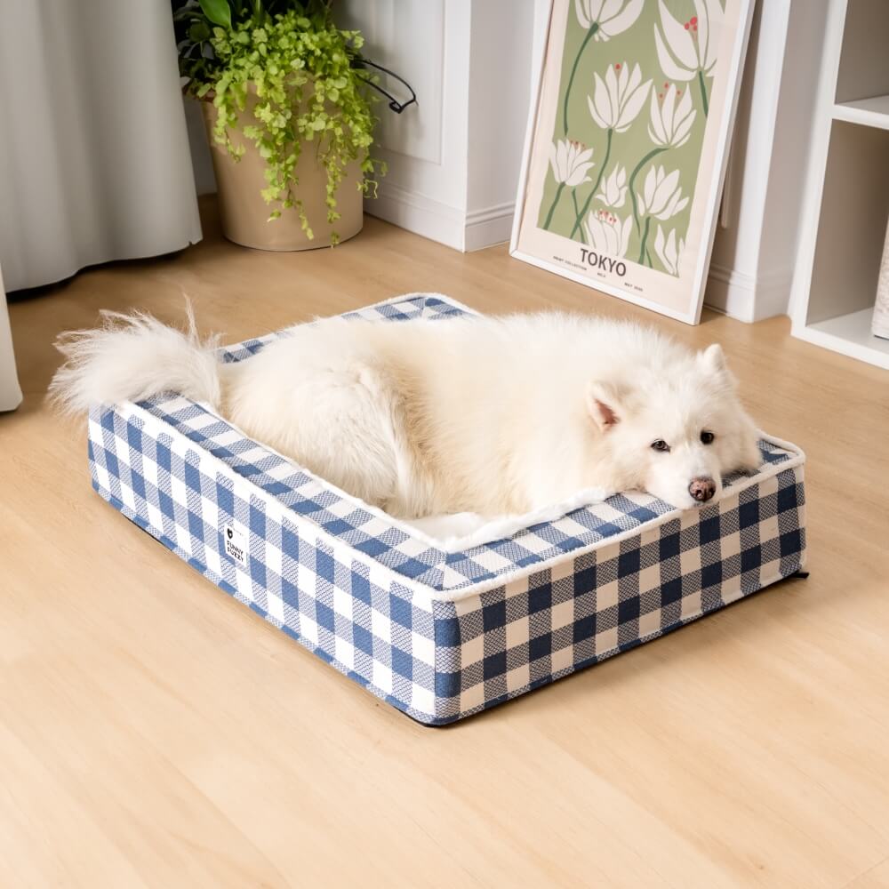 Super soft Checked Dog Bed - Scottish Snuggle Bed-Red-M-State of Style