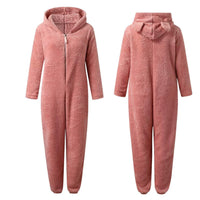 Super Soft Fleece Onesie with Bear Ears - BearHug-Pink-S-State of Style