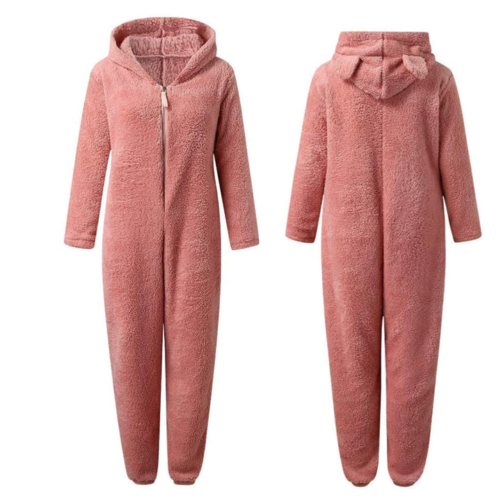 Super Soft Fleece Onesie with Bear Ears - BearHug-Pink-S-State of Style