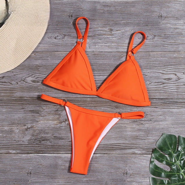Sustainable Bikini with Adjustable Straps - Alani-Orange-XS-State of Style