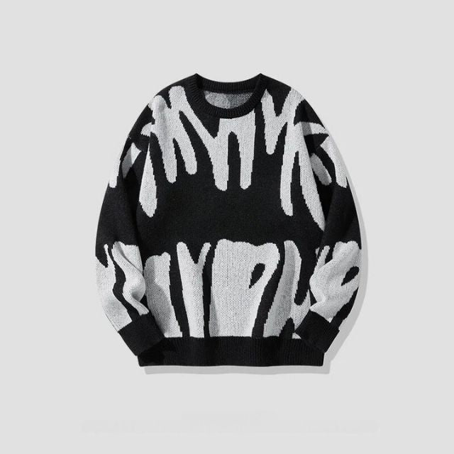 Sweater with Bold Abstract Pattern - Tobias-Black-XS-State of Style