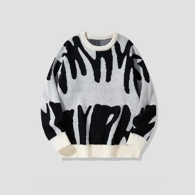 Sweater with Bold Abstract Pattern - Tobias-Grey-XS-State of Style