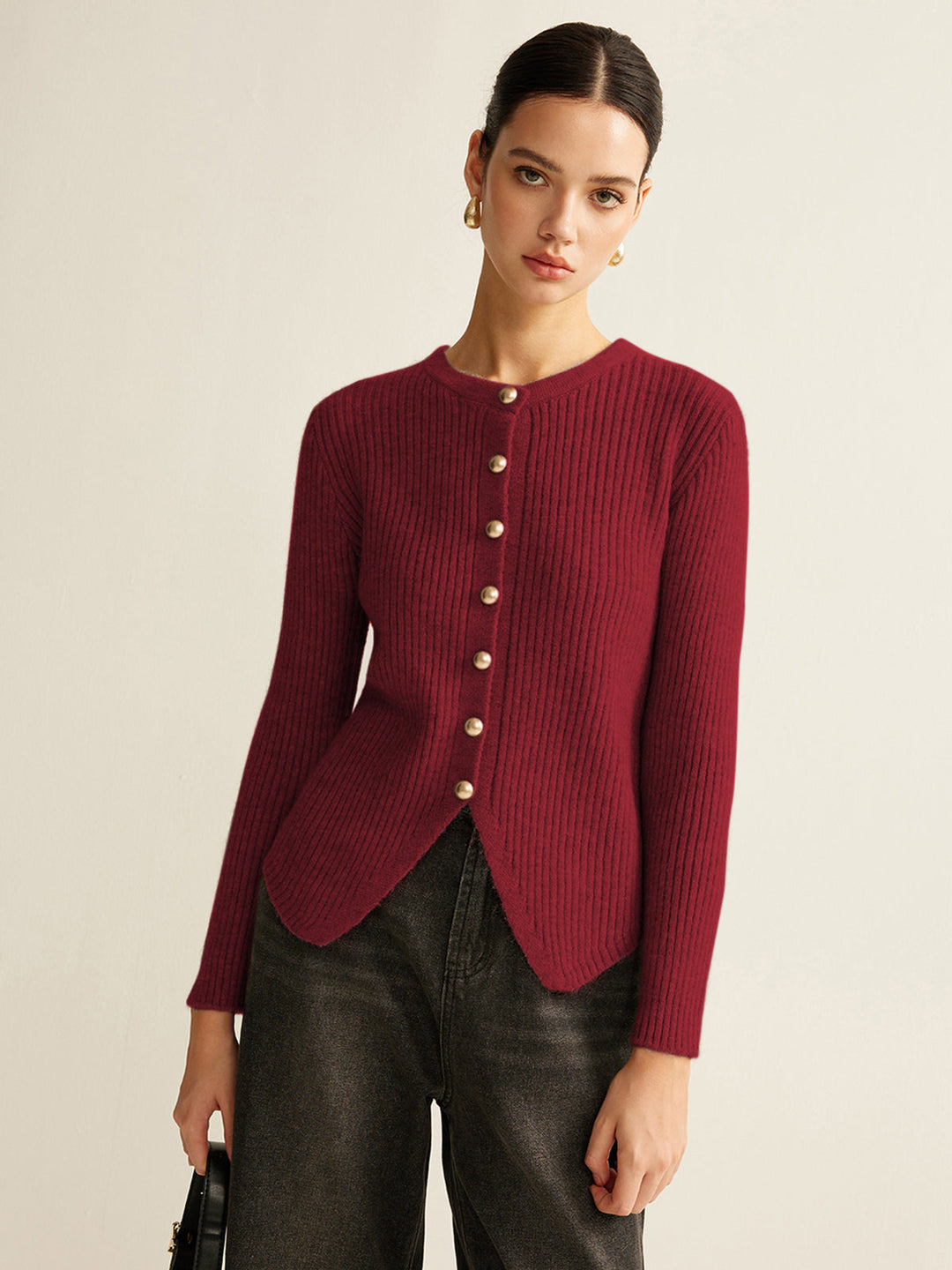 Sweater with Buttons for Women - Elise-Bordeaux-XS-State of Style