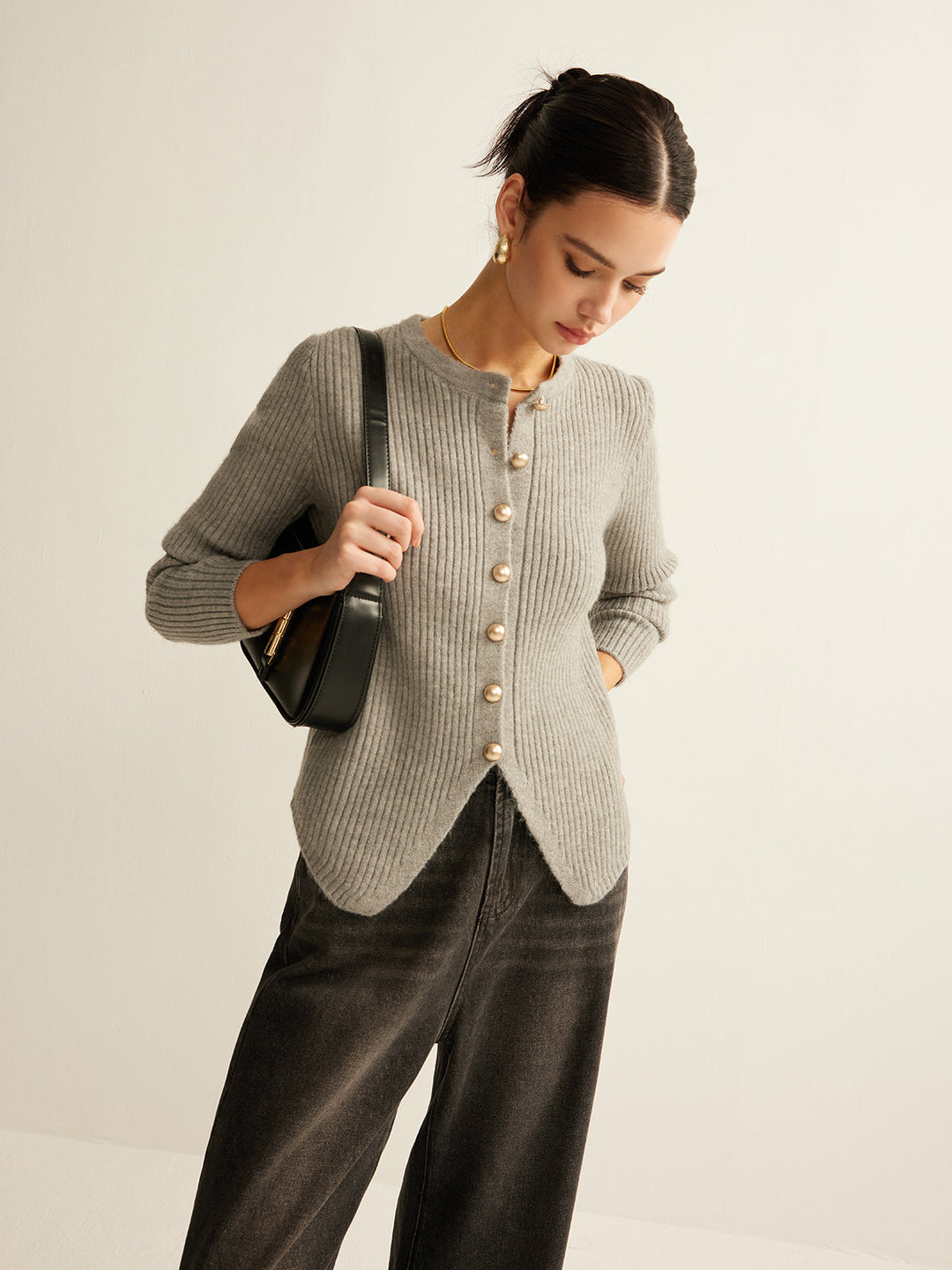Sweater with Buttons for Women - Elise-Grey-XS-State of Style