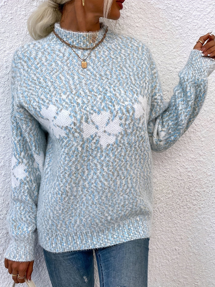 Sweater with Four-leaf Clover Pattern - Maeve-Light blue-S-State of Style