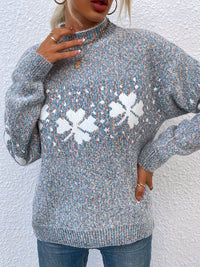 Sweater with Four-leaf Clover Pattern - Maeve-Pink-S-State of Style