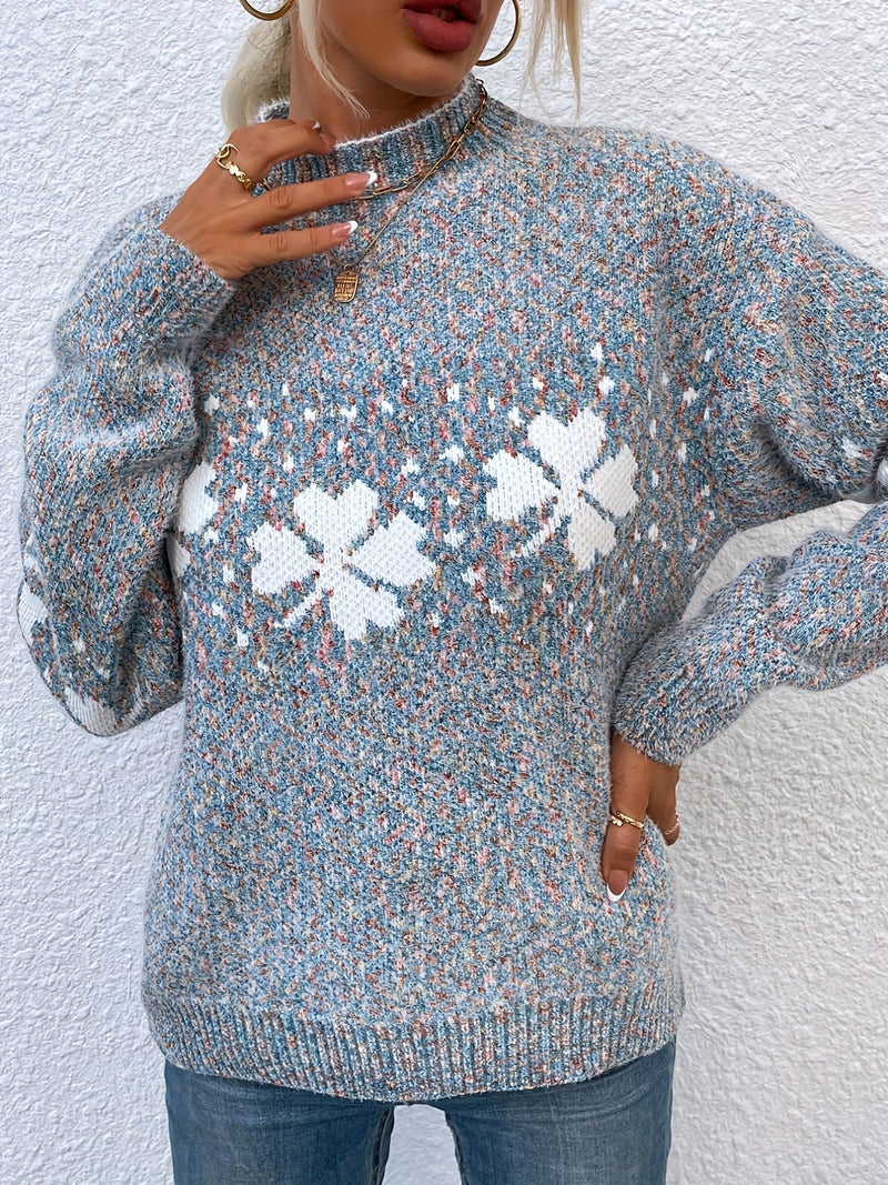 Sweater with Four-leaf Clover Pattern - Maeve-Pink-S-State of Style