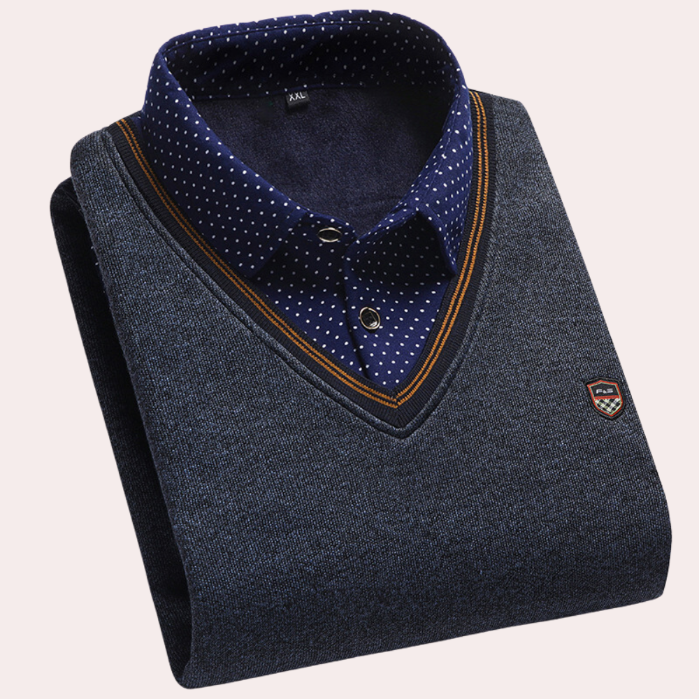 Sweater with Shirt Collar for Men - Victor-Dark grey-M-State of Style