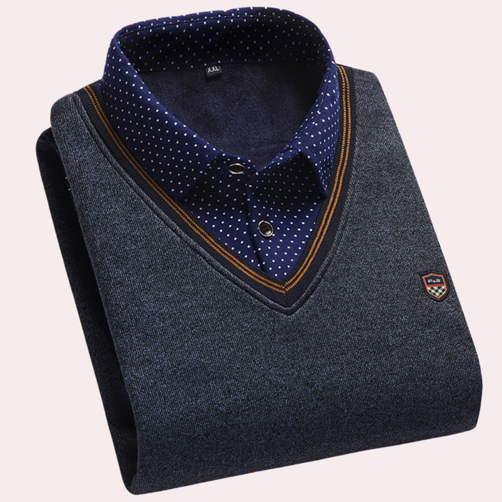 Sweater with Shirt Collar for Men - Victor-Dark grey-M-State of Style