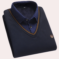 Sweater with Shirt Collar for Men - Victor-Marine blue-M-State of Style