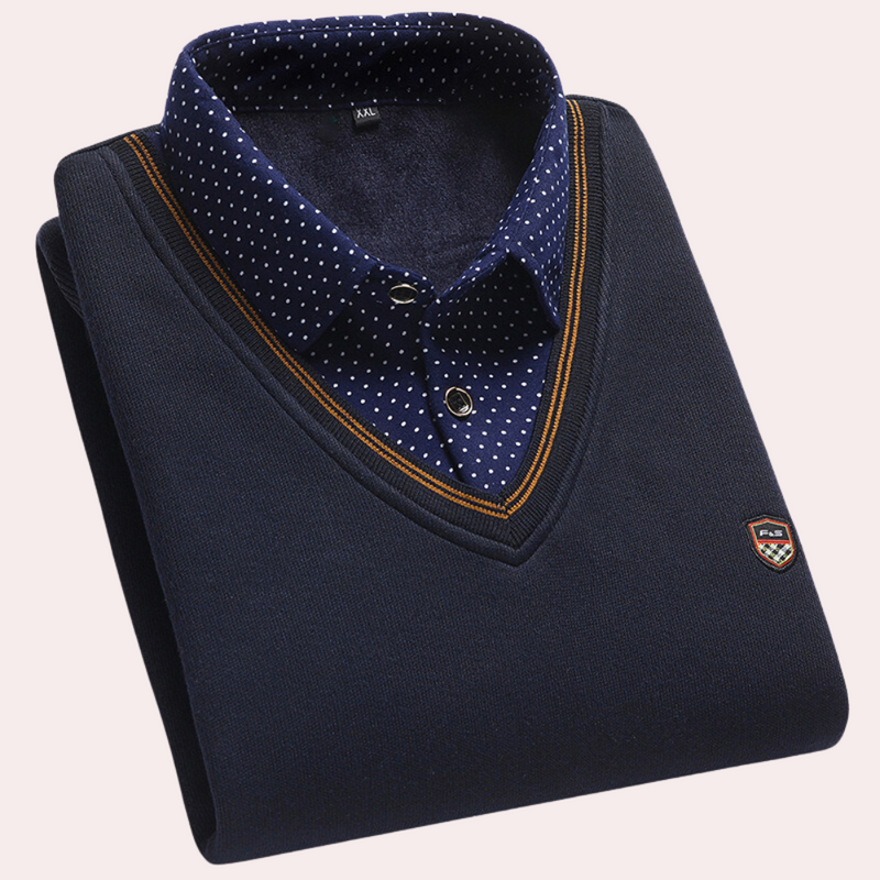 Sweater with Shirt Collar for Men - Victor-Marine blue-M-State of Style