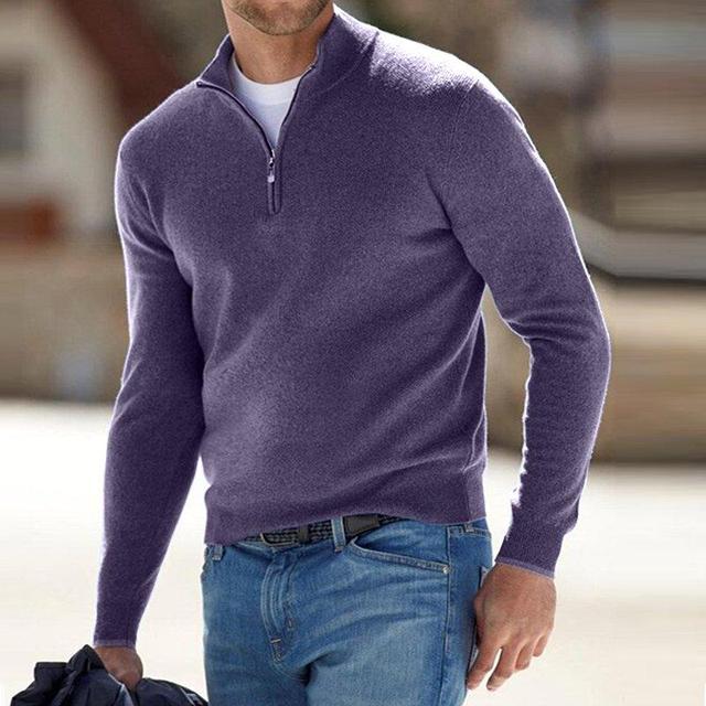 Sweater with V-neck for Men - David-Purple-S-State of Style