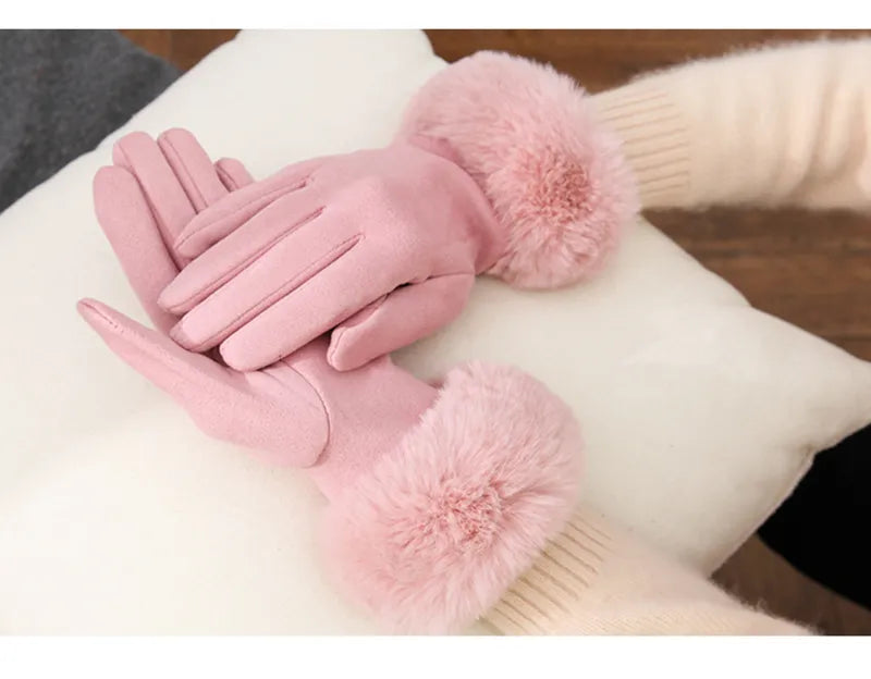 Sweden Gloves with Imitation Fur - VelvetGlam-Bordeaux-State of Style