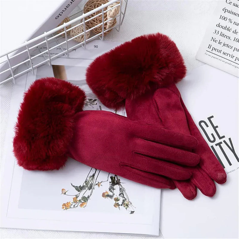 Sweden Gloves with Imitation Fur - VelvetGlam-Bordeaux-State of Style
