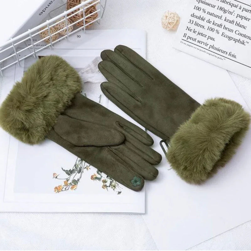 Sweden Gloves with Imitation Fur - VelvetGlam-Bordeaux-State of Style
