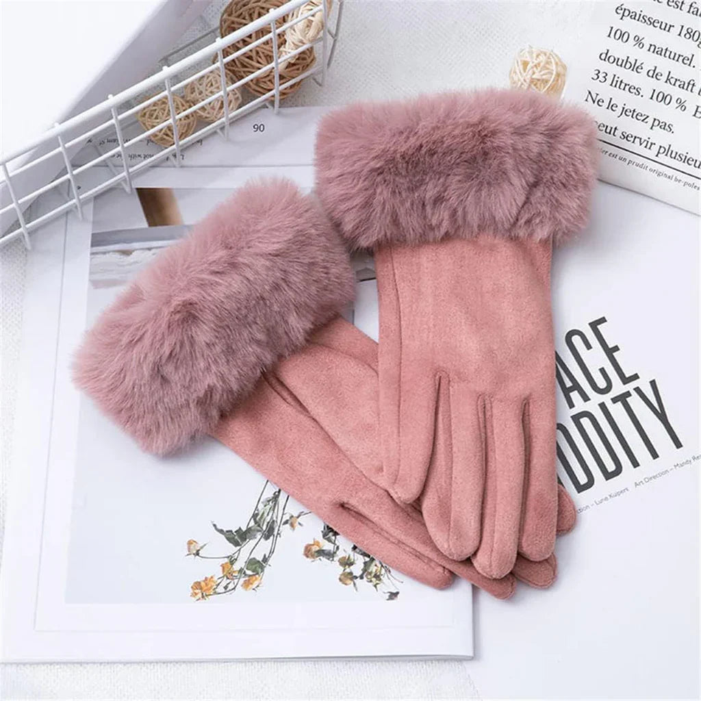 Sweden Gloves with Imitation Fur - VelvetGlam-Bordeaux-State of Style