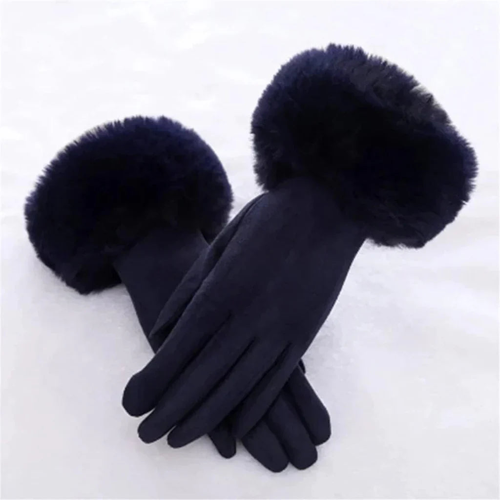 Sweden Gloves with Imitation Fur - VelvetGlam-Marine Blue-State of Style