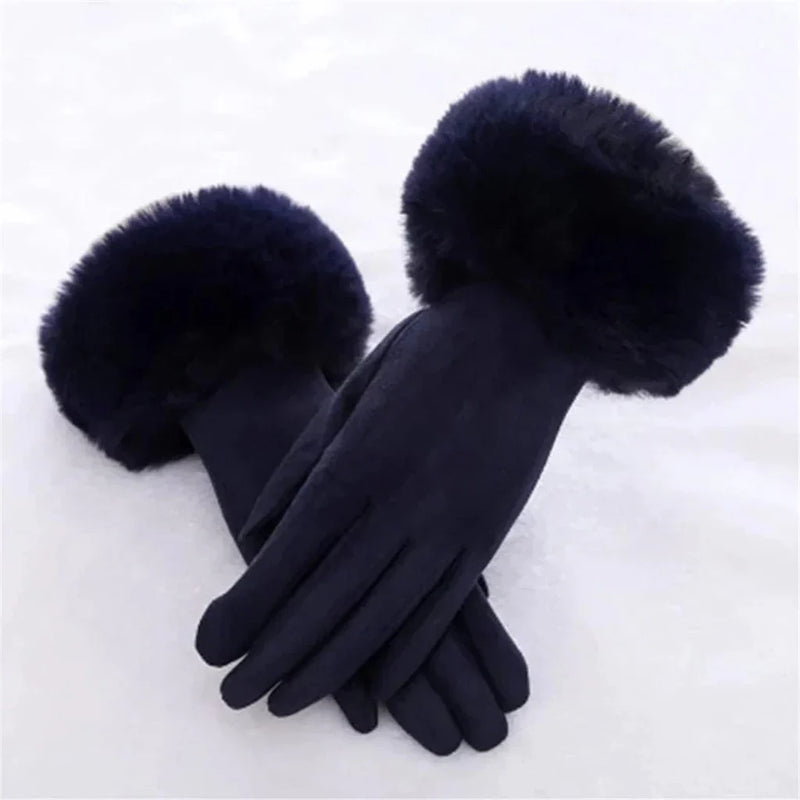 Sweden Gloves with Imitation Fur - VelvetGlam-Marine Blue-State of Style