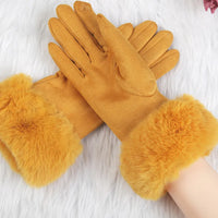Sweden Gloves with Imitation Fur - VelvetGlam-Yellow-State of Style