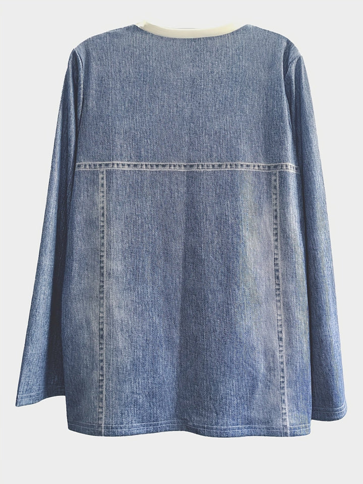 T-shirt with Cat Print and Trendy Colour Block Details - Celeste-S-State of Style