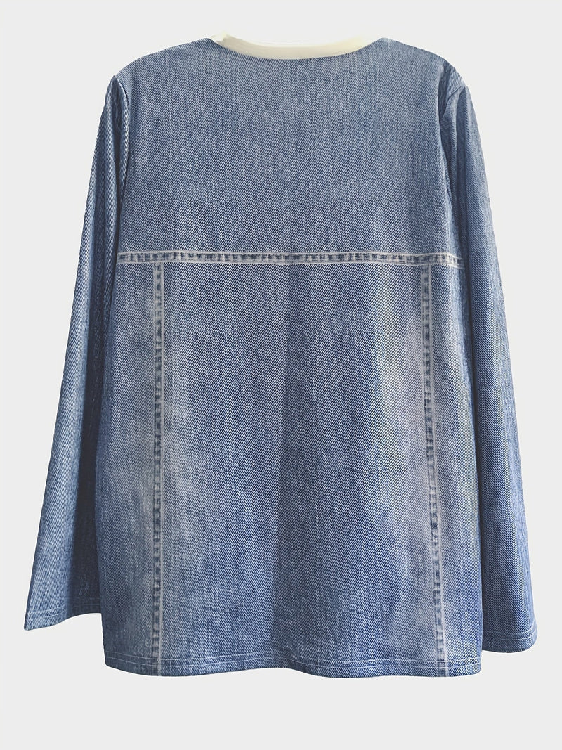 T-shirt with Cat Print and Trendy Colour Block Details - Celeste-S-State of Style