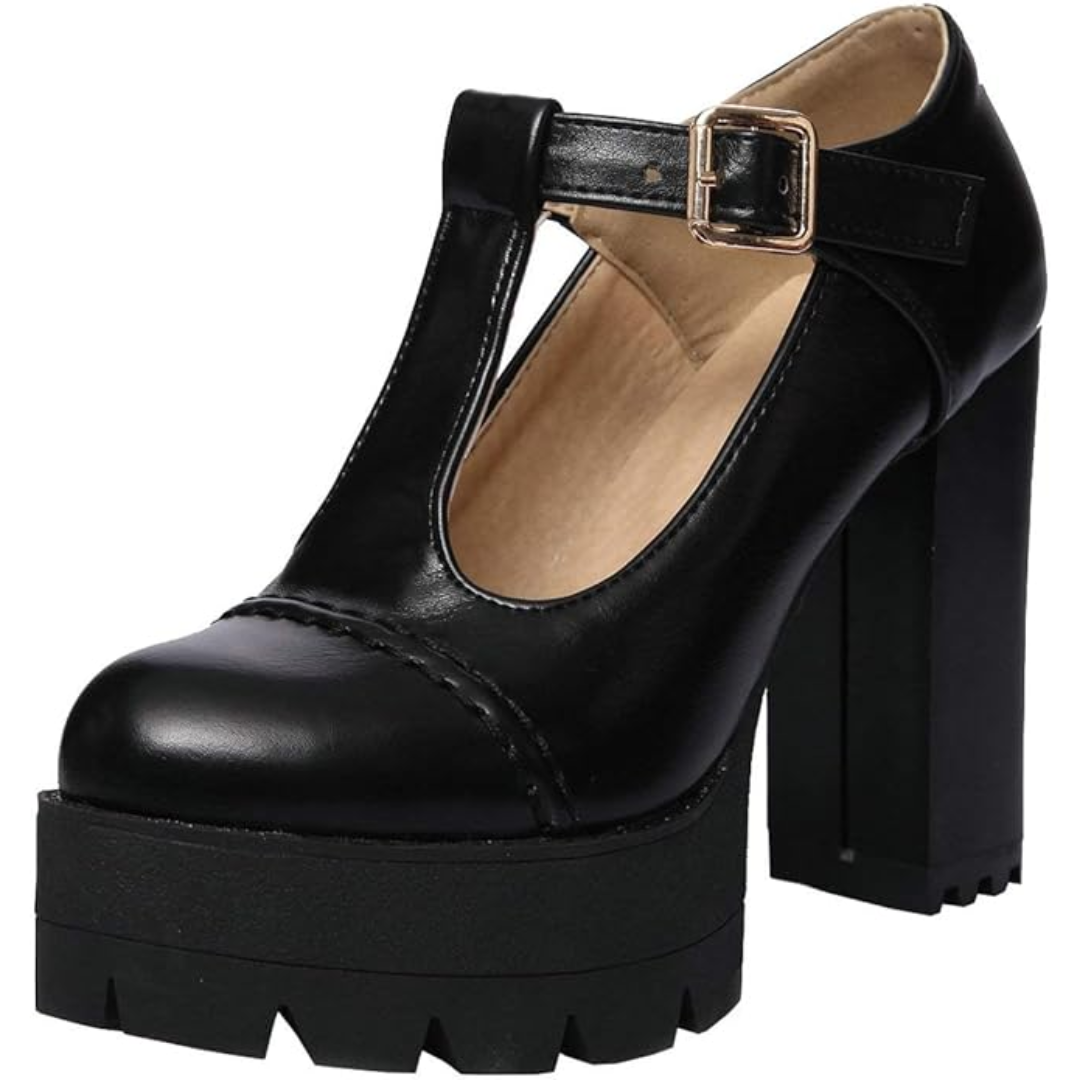 T-Strap Chunky Platform Heels – Jane-Black 2-2-State of Style