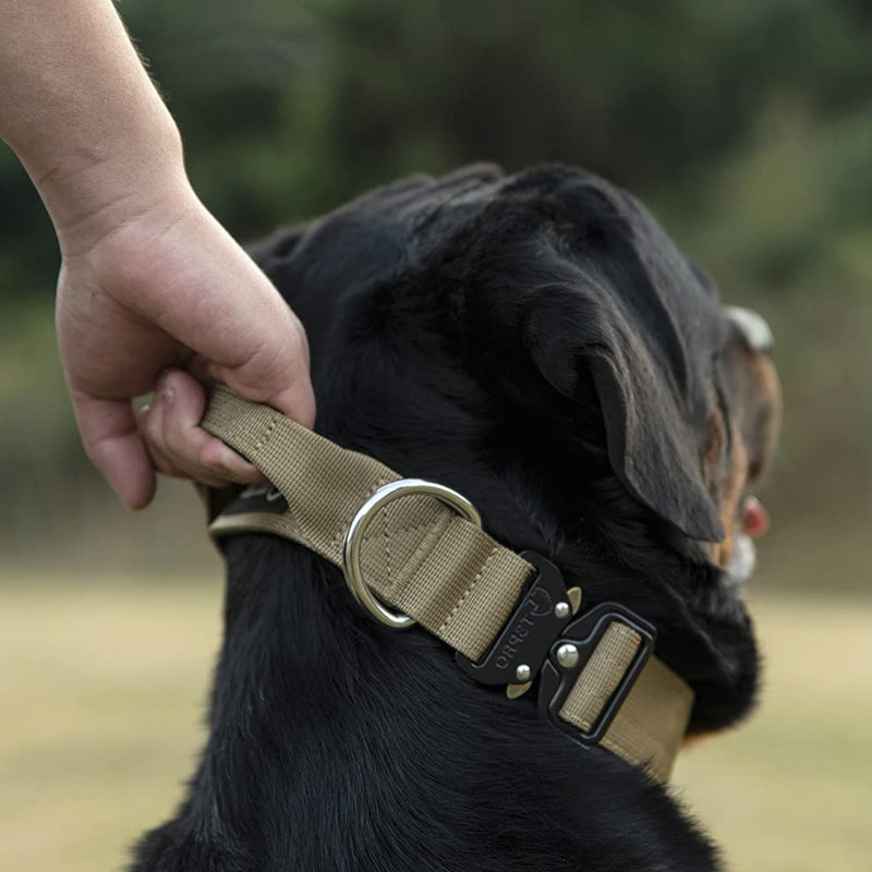 Tactical Dog Collar with Handle - PowerGrip-Brown-M-State of Style