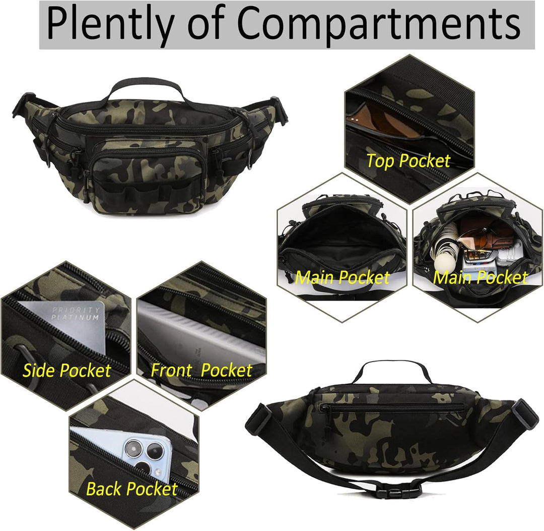 Tactical Waist Pack with Molle System and Multi-Pockets