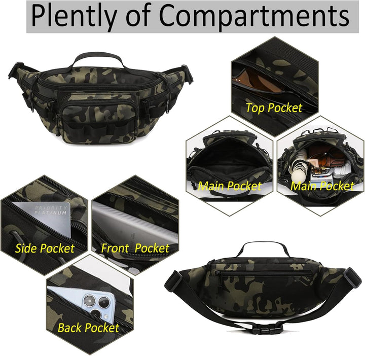 Tactical Waist Pack with Molle System and Multi-Pockets