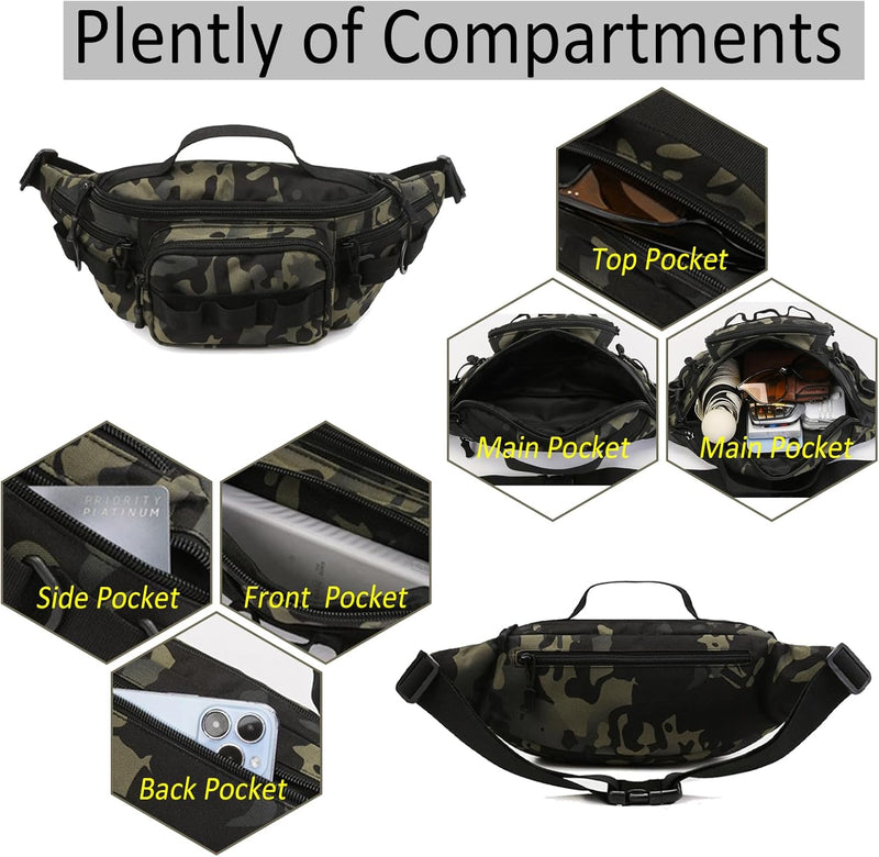 Tactical Waist Pack with Molle System and Multi-Pockets