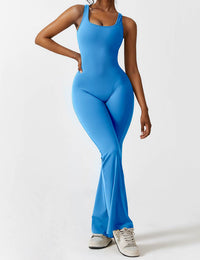 Talia | V-Back Jumpsuit with Flared Cut-Blue-S-State of Style