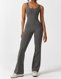 Talia | V-Back Jumpsuit with Flared Cut-Grey-S-State of Style