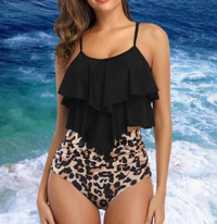 Tankini with Ruches and High Waist – Neriah-Black panther-S-State of Style