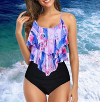 Tankini with Ruches and High Waist – Neriah-Purple-S-State of Style